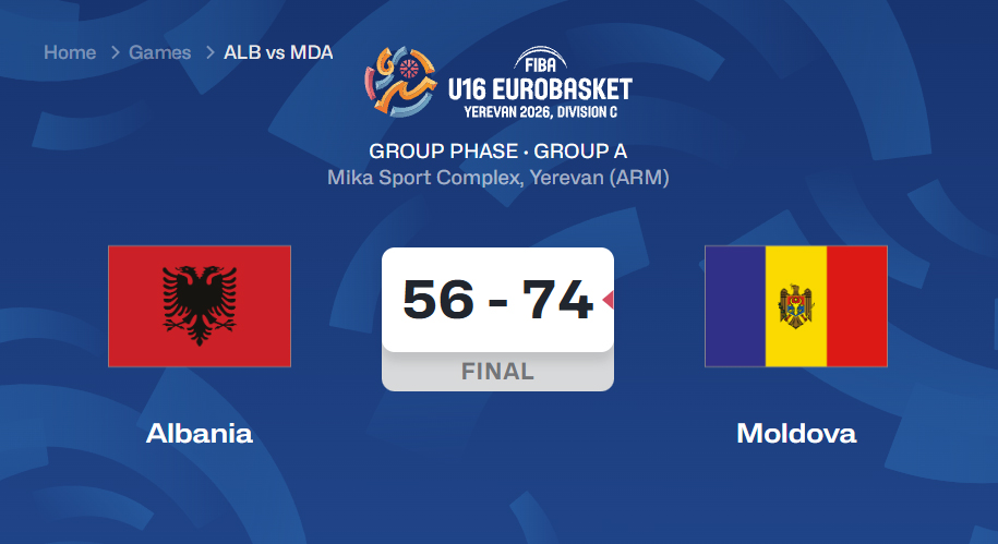 6.07.2026 Albania vs Moldova FIBA U16 EuroBasket 2026, Division C