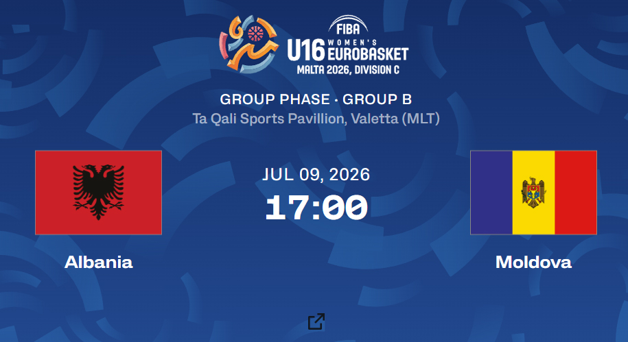 9.07.2026 Albania vs Moldova FIBA U16 Women’s EuroBasket 2026, Division C