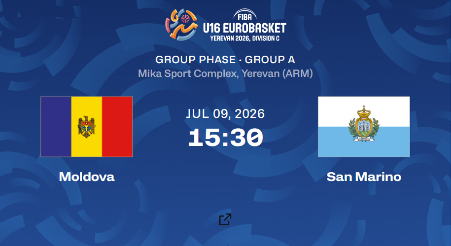 9.07.2026 Moldova vs San Marino FIBA U16 EuroBasket 2026, Division C